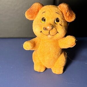Vintage Flocked Dog Figurine Tan Brown Standing Floppy Ears Puppy Dog
